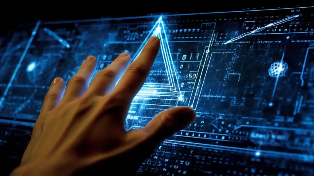 Debunking Illuminati Conspiracy Theories - Close-up of a hand shattering Illuminati symbol on a digital screen with interconnected conspiracy theory symbols.