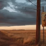 A weathered missing persons poster attached to a telephone pole in a desolate landscape at dusk, symbolizing the loneliness and despair of unsolved disappearances.