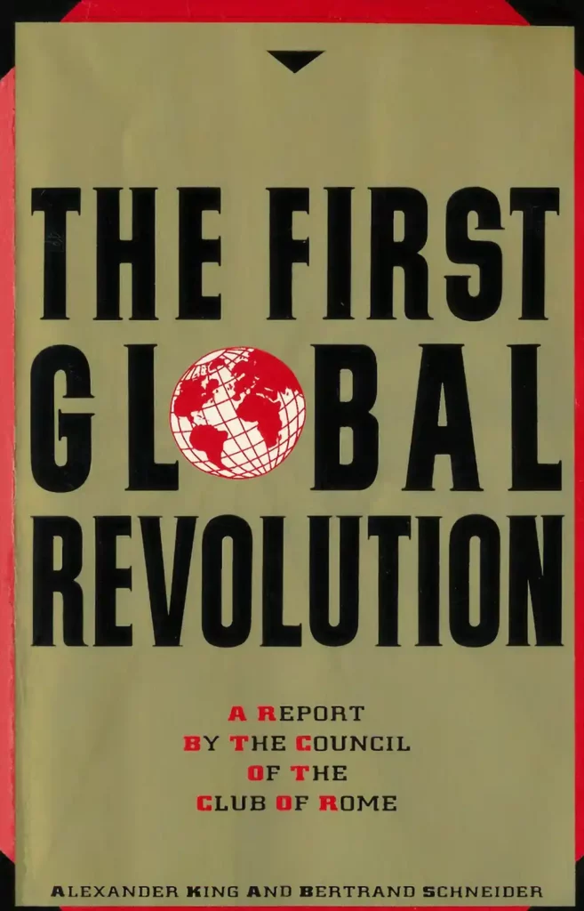 Cover of the book "The First Global Revolution" by Alexander King and Bertrand Schneider, published by the Club of Rome.