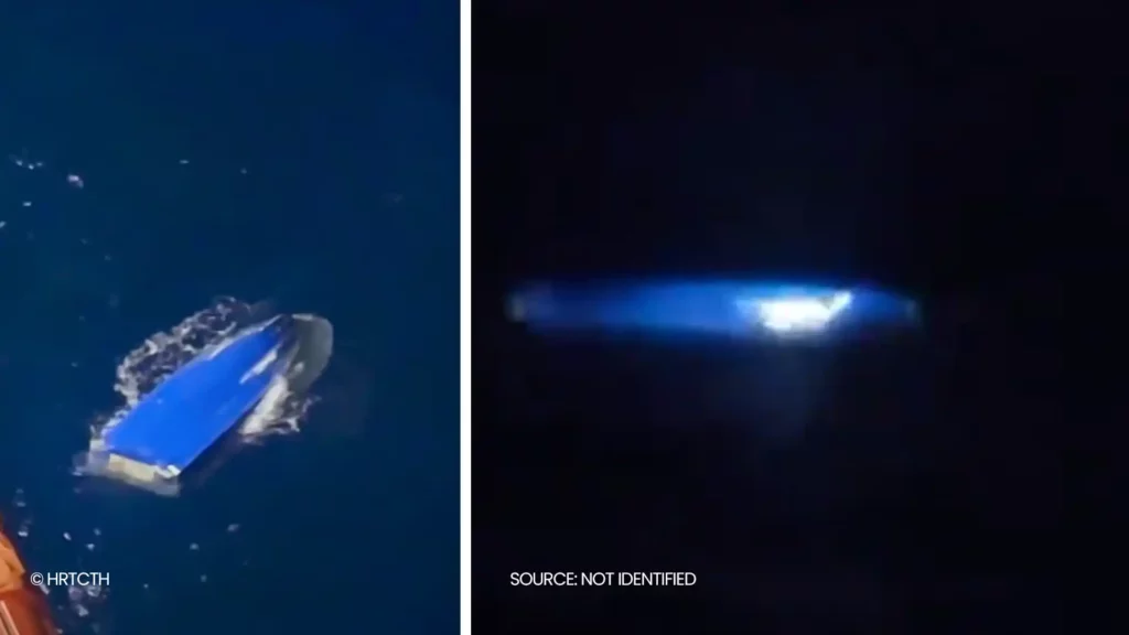 Side by side image of the object in the water.
